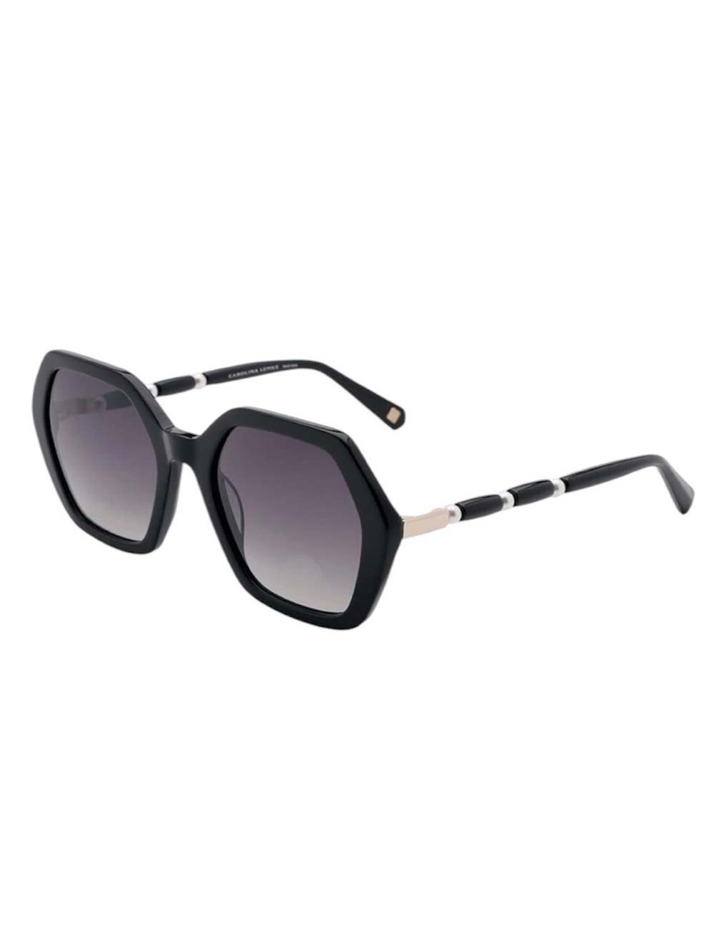 NEW Carolina Lemke Peony Black Oversized Geometric Pearl Accent Sunglasses Celeb